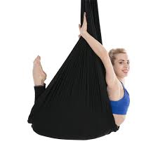 Aerial flying trapeze yoga hammock. Sunsky Household Handstand Elastic Stretching Rope Aerial Yoga Hammock Set Black
