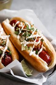 Soy Glazed Spicy Korean Kimchi Hot Dogs Cooking With Cocktail Rings Kimchi Hot Dog Spicy Korean Fair Food Recipes