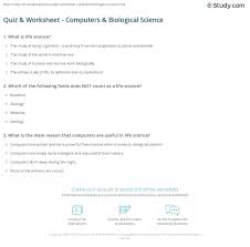 Kindergartners, teachers, and parents who homeschool their kids can print, download, or use the free kindergarten learning worksheets online. Quiz Worksheet Computers Biological Science Study Com
