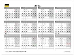 Die verfügbaren dateiformate sind pdf. Kalender Baden Wurttemberg 2021 Zum Ausdrucken Michel Zbinden De