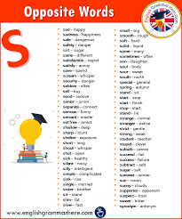 Alphabetical Opposite Word List S English Grammar Here Opposite Words Opposite Words List English Vocabulary Words