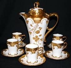 122312 J R Limoges Porcelain Chocolate Set 13 Pcs Lot 122312 Chocolate Pots Tea Pots Tea Cups