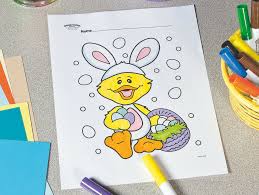 Happy easter holiday illustration with cute chicken bunny duck. Easter Bunny Duck Free Printable Coloring Page Fun365