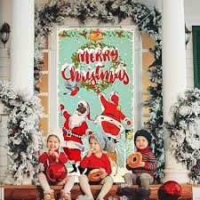 Decorações vintage de Natal Feliz Natal Tampa de porta preto Papai Noel  pano de fundo afro-americano Papai Noel retrô faixa de fundo de Natal para  decorações de porta de parede de Natal