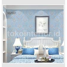 Wallpaper Dinding Klasik Motif Bunga Damas Timbul Biru Salem Jd Shopee Indonesia