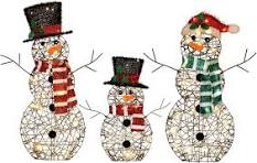 Amazon.com: 3-Piece 2D Lighted Christmas Rattan Snowman ...