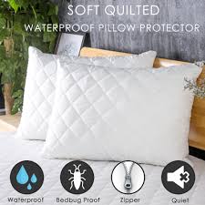 Trimming down king size pillow cases to standard size. Lfh Standard Queen King Size Quilted Waterproof Pillow Protector 2pcs Lot Soft Breathable Bed Pillow Cover Bedbug Proof Pillow Case Aliexpress