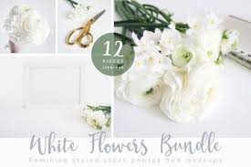 The White Flowers Mock Ups Photos Bundle By Tabita S Shop Partner Link Design Mockup Free Psd Template Free Free Packaging Mockup