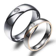 Usa 2 Pcs Simulated Diamond Couple Ring Promise Engagement Wedding Rings Titanium Wedding Rings Couple Wedding Rings Black Titanium Ring
