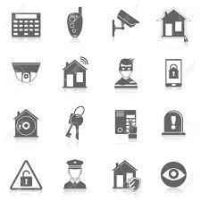Home Security Burglar Alarm System Black Icons Set Isolated Vector Home Security Home Security Systems Alarm Systems For Home