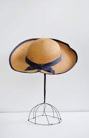 Vintage 1930s Straw Hat With Navy Blue Ribbon Frieluse Fields Hat 42 00 Hats Straw Hat Hats Vintage