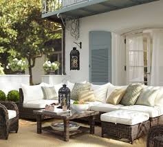 Source Pottery Barn Pretty Mediterranean Style Patio Woven Sectional Seating Armchair And Coffee Table Outdoor Rooms Outdoor Living Space Outdoor Living