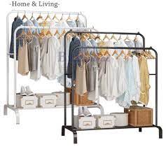 Diy penyidai baju settle masalah! Diy Double Clothes Hanging Rack Cloth Shoe Wardrobe Closet Storage Organizer Drying Shelf Mulig Rak Penyidai Baju Home Furniture Others On Carousell