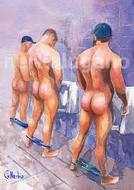 PRINT of Original Art Work Watercolor Painting Gay Male Nude 