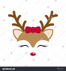 Cute Reindeer Baby Deer Merry Christmas Cartoon Character Girl With Red Bow Vector Illustra Cartoon Reindeer Deer Illustration Christmas Cartoon Characters