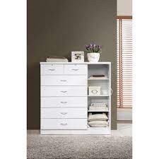 Tall dressers take up less area on the floor and can be placed near doors, around a bedroom wall triple dressers, however, are quite ideal for rooms that are wide enough. Hodedah 7 Drawer Dresser With Side Cabinet Equipped With 3 Shelves White Walmart Com In 2021 Dresser Drawers 7 Drawer Dresser Side Cabinet