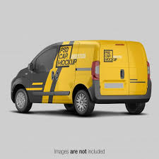 Yellow And Black Delivery Van Mockup Car Mockup Psd
