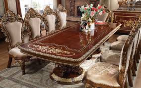 Ranging from the 1830s to the 1900s, the victorian era was a time of innovation and creativity. Hd 1803 Homey Design Long Dining Table Victorian Style Burl Metallic Antique Gold