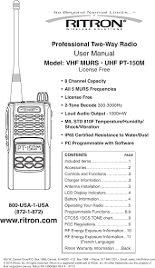 Rit29 150m Vhf Murs Handheld Transceiver User Manual Ritron
