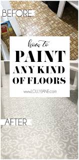 How To Paint Any Type Of Floors Lolly Jane Linoleum Flooring Stenciled Floor Painting Linoleum Floors
