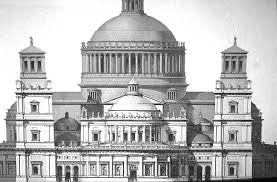 A drawing of Bramante's original design for St. Peter's Basilica