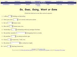 Esl Quiz Go Goes Going Went Or Gone Charles Kelly I Tesl J Grammar And Vocabulary Quiz Action Words