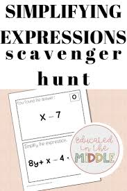 Simplifying Expressions Activity Simplifying Expressions Expressions Activities Like Terms
