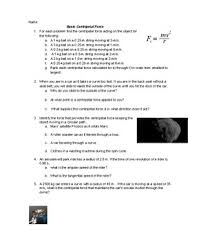 Basic Centripetal Force Worksheet Centripetal Force Worksheets Basic