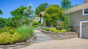 View of an outdoor concrete stairway with weathered handrail in salt lake city. Landscape Design Ideas For Stairs And Steps Sponzill