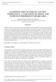 We did not find results for: Examining The Factors Of Tax Non Compliance A Case Study Of Small And Medium Enterprises In Metro Area Topic Of Research Paper In Economics And Business Download Scholarly Article Pdf And Read