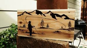 Pyrography Wood Burning Art Mountain Abstact Pine Scene Landscape Art Bonzai Art Abstact Wood Burning Art Wood Art Projects Wood Burning Stencils