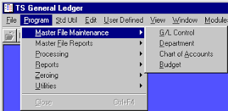 G L Master File Maintenance Menu