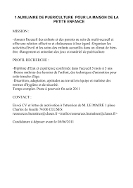 Mais je ne sais quoi ecrire dessus. Lettre De Motivation Aide Maternelle Creche Perodua P