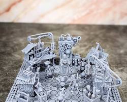 A workshop in Battambang with woodworking tools and paints.