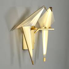 Lican Creative Birds Wall Sconce Lights Origami White Bird Wall Lamp Nordic Wall Sconce Lamp Vintage Creative Wall Light Origami White Origami Bird Wall Lights