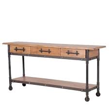 Image Result For Rolling Wood Console Table Industrial Console Tables Wood Console Table Workbench Table