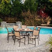 Hampton Bay Westbury 9 Piece Patio High Dining Set S9 Adq27112 At The Home Depot Patio Patio Dining Set High Dining Table