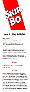 5 or more players, 20 cards to each player. Mattel Skip Bo Card Game User Manual Manualzz Com