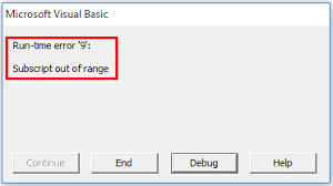 Subscript Out Of Range How Do You Fix It Vba And Vb Net Tutorials Education And Programming Services