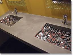 concrete counter top with diy tile sink