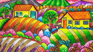 Gambar mewarnai untuk anak paud, tk dan sd sebagai contoh cara menggambar dan mewarnai. Cara Menggambar Dan Mewarnai Tema Rumah Pemandangan Suasana Desa Dengan Gradasi Warna Oil Pastel Youtube