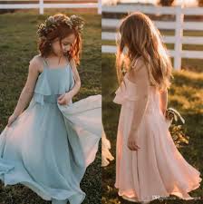 2018 Summer Boho Flower Girl Dresses For Weddings A Line Cheap Spaghetti Straps Chiffon La Bridesmaid Dresses Boho Flower Girl Dresses Flower Girl Dresses Boho