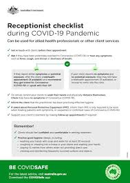 Covid vaccine card pdf direct download how to print correctly. Coronavirus Covid 19 Allied Health Checklist For Receptionists Australian Government Department Of Health