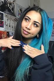 Aquamarine In 2020 Two Color Hair Split Dyed Hair Aesthetic Hair