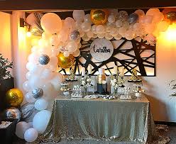 21st Birthday Classy Black And Gold Party Decorations Black Gold And Marble Balloon Garland 21st Backdrop And Dessert Table Marble Party Ideas Marble Party Birthday Party Decorations
