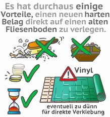 Das einfache verlegen und die vielfältigen gestaltungsmöglichkeiten haben vinylboden zu einer echten alternative von laminat, parkett und co. Vinyl Auf Fliesen Verlegen Sinnvoll Oder Nicht