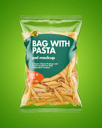 Plastic Bag With Penne Pasta Mockup In Bag Sack Mockups On Yellow Images Object Mockups