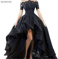 An enlarged fashion on a black born from the time of jessica black elegant wedding dresses sort by facets and material for an attire, ranging from transparent to solid ones. Short Front Long Back Strapless Asymmetrical Floor Length Black Lace Wedding Dress Custom Made Wedding Dresses Aliexpress