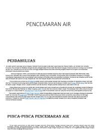 Aktiviti pembalakan yang mengakibatkan hakisan tanah. Pencemaran Air
