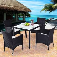 Flamaker 3 pieces patio set outdoor wicker patio furniture sets modern bistro set rattan chair conversation sets with coffee table for yard and bistro (black). Costway 5pcs Outdoor Patio Black Rattan Table Chair Furniture Set With Seat Cushions In 2020 Rattan Furniture Set Rattan Table Patio Furniture